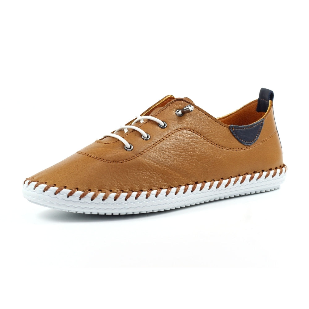 Lunar FLE030 St Ives Ladies Tan Leather Elasticated Shoes