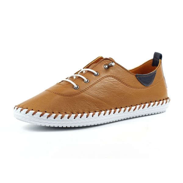 Lunar FLE030 St Ives Ladies Tan Leather Elasticated Shoes