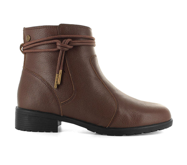 Strive Lambeth Ladies Chocolate Leather Arch Support Side Zip Ankle Boots