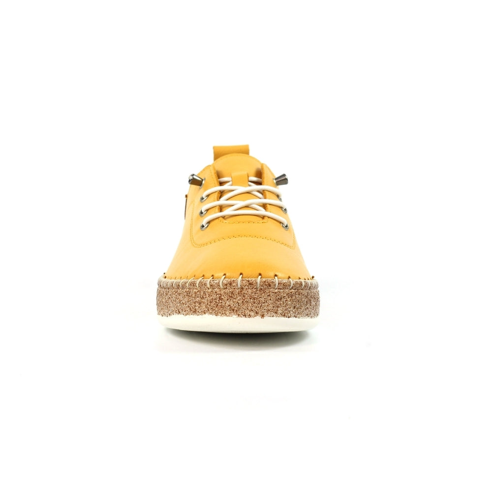 Lunar FLE050 Evie Ladies Mustard Leather Elasticated Shoes