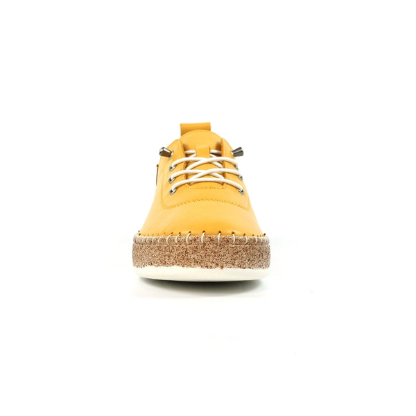 Lunar FLE050 Evie Ladies Mustard Leather Elasticated Shoes