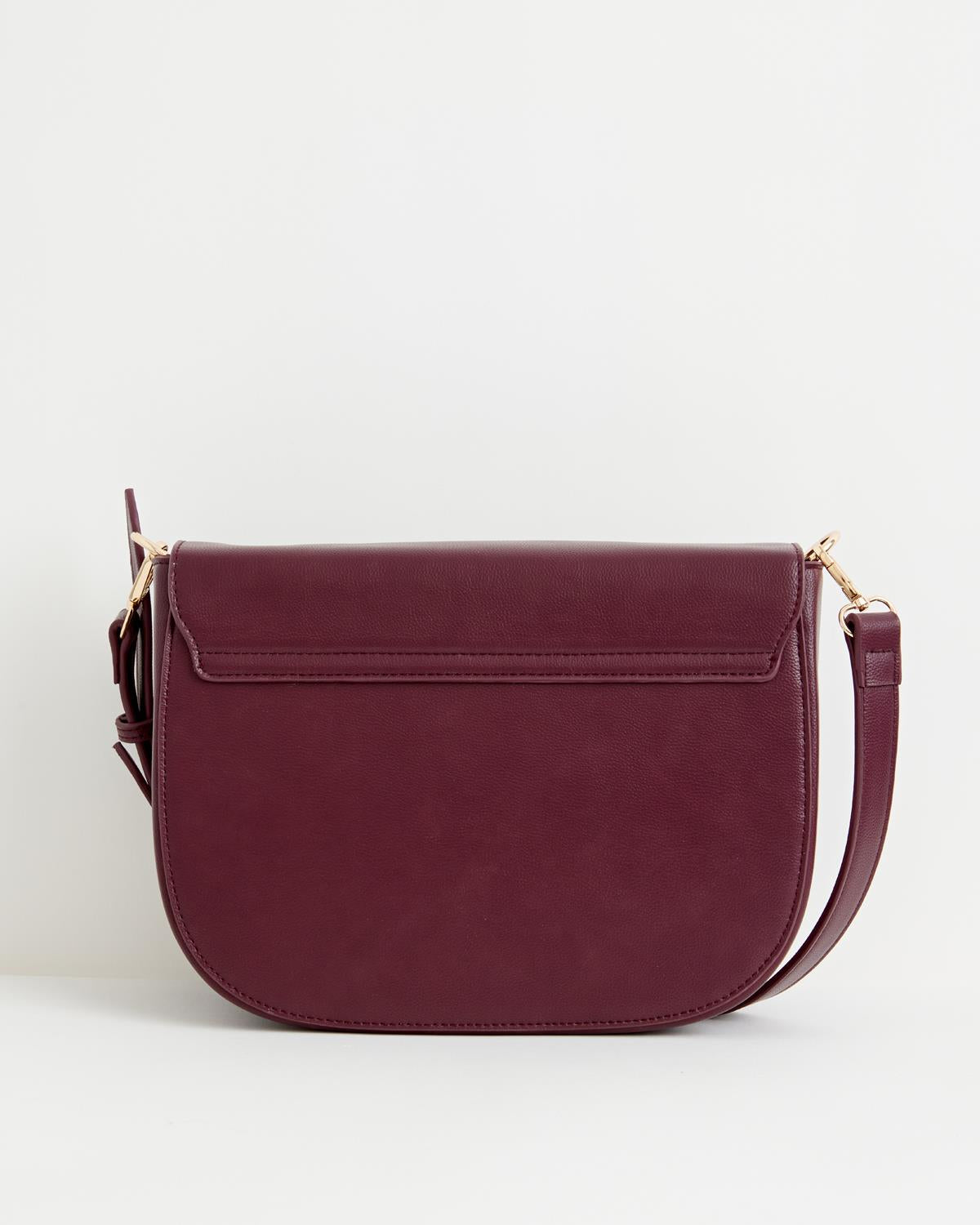 Fable Nina Messenger Handbag Burgundy Vegan Leather