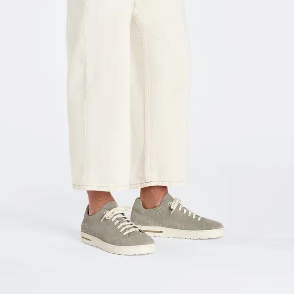 Birkenstock Bend Low Ladies Stone Coin Suede Arch Support Lace Up Trainers