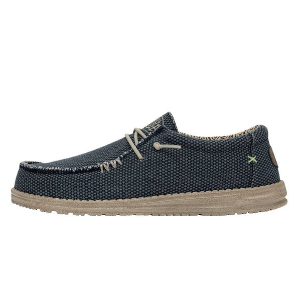 Dude Wally Braided Mens Blue Night Textile Slip On Shoes