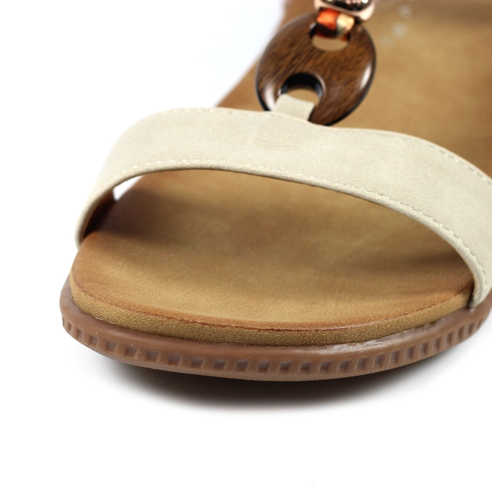Lunar JLH475 Brava Ladies Beige Other Elasticated Sandals