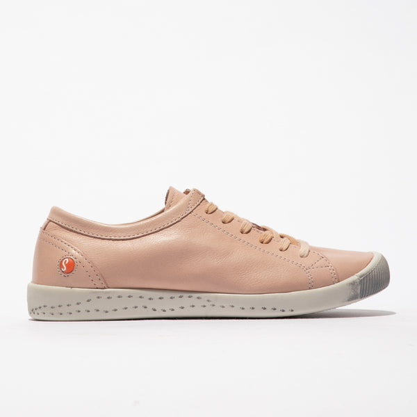 Softinos ISLA154SOF Ladies Nude Pink Leather Lace Up Trainers