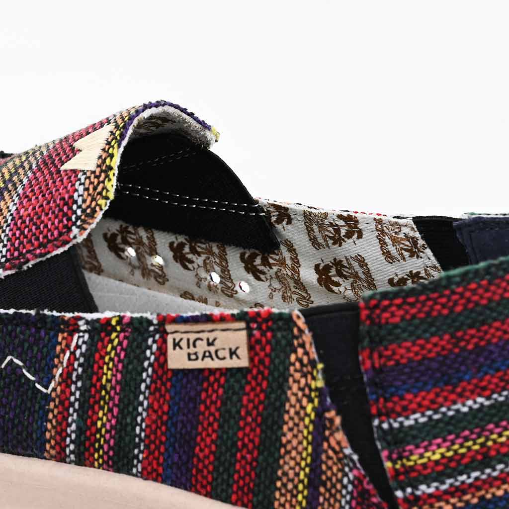 Kickback Couch 2.0 Mens Wide Hacky Sack Black Ethnic Weave Textile Arch Support Slip On Loafers