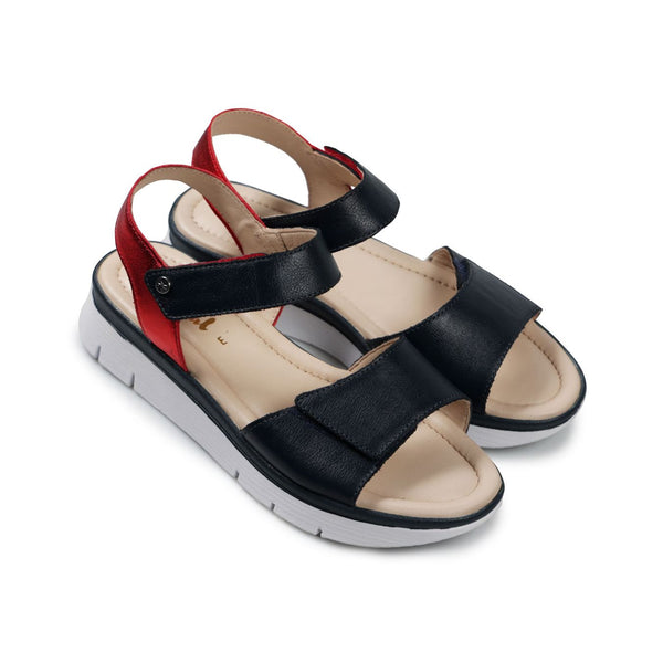 Van Dal Sorbet 3344 4107 Ladies Midnight Combi Leather Touch Fastening Sandals