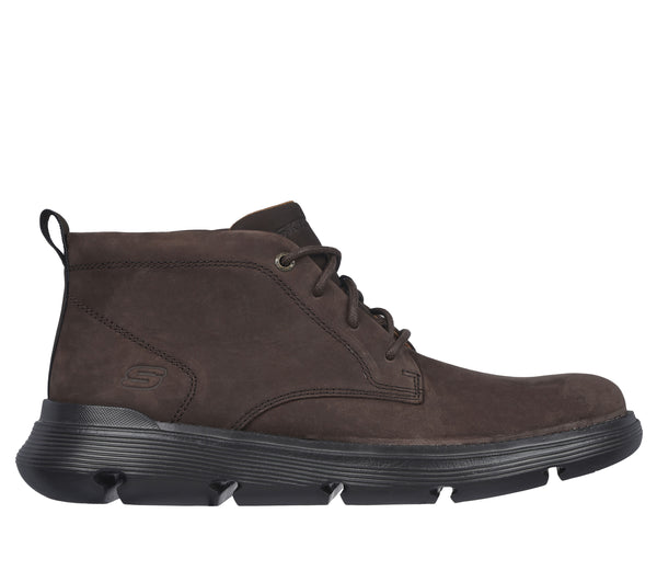 Skechers 204903 Garza Fontaine Mens Chocolate Leather Lace Up Ankle Boots
