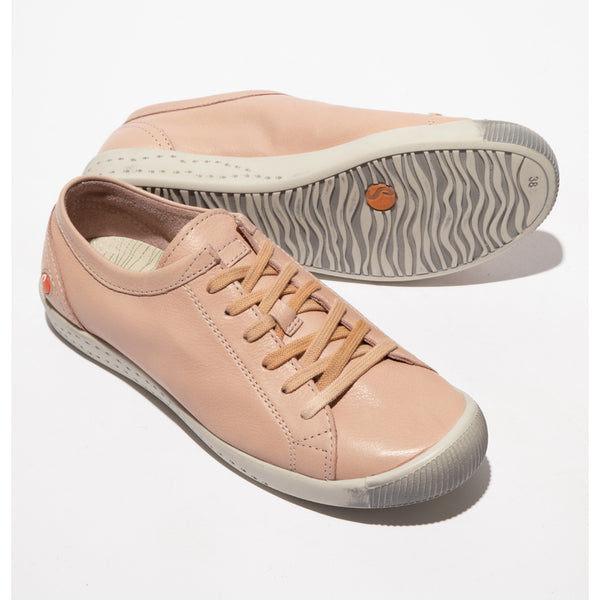 Softinos ISLA154SOF Ladies Nude Pink Leather Lace Up Trainers