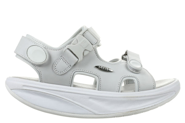 MBT Kisumu Classic Ladies White Nubuck Arch Support Touch Fastening Sandals