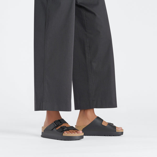 Birkenstock Papillio Arizona Flex Birkoflor Platform Ladies Narrow Black Arch Support Buckle Sandals