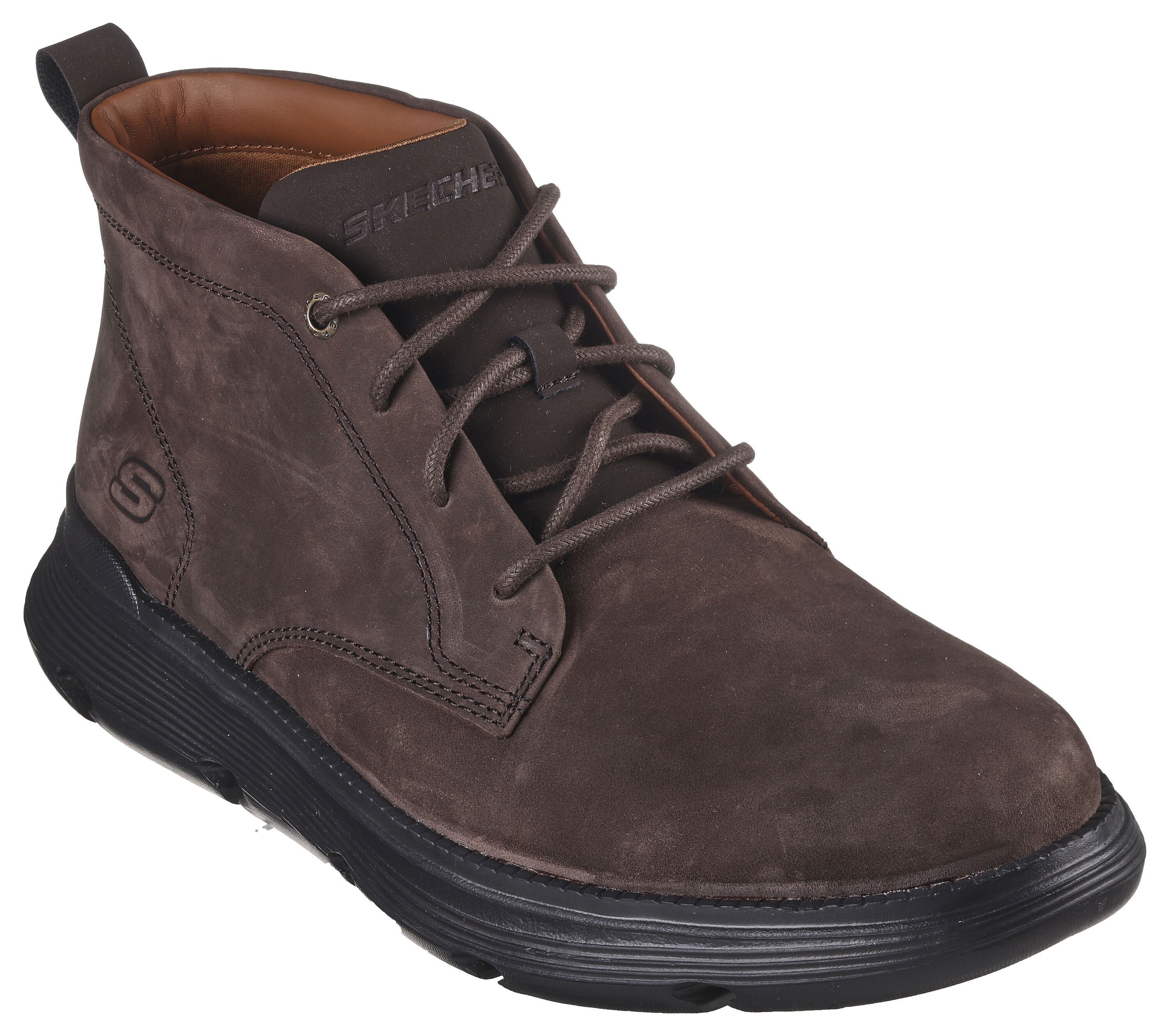 Skechers 204903 Garza Fontaine Mens Chocolate Leather Lace Up Ankle Boots