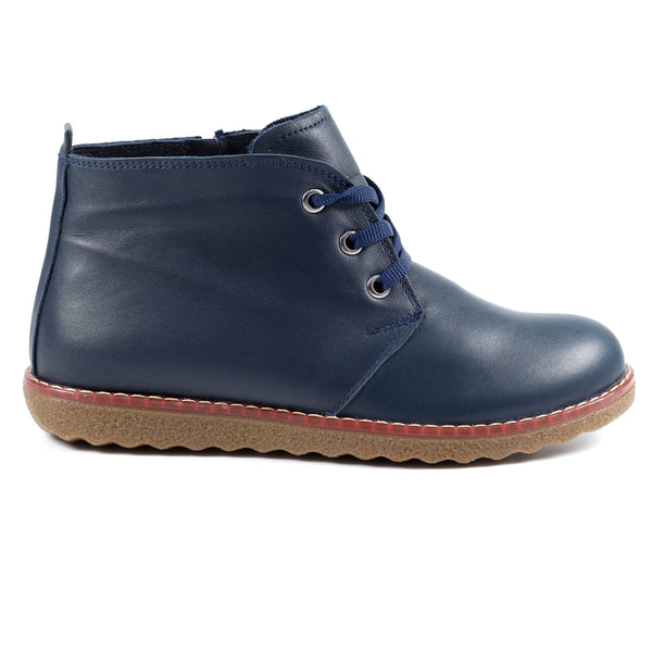 Lunar GLR003 Claire Ladies Navy Leather Side Zip Ankle Boots
