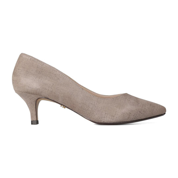 Van Dal Gina 3117 2435 Ladies Stone Linen Print Leather Slip On Heels