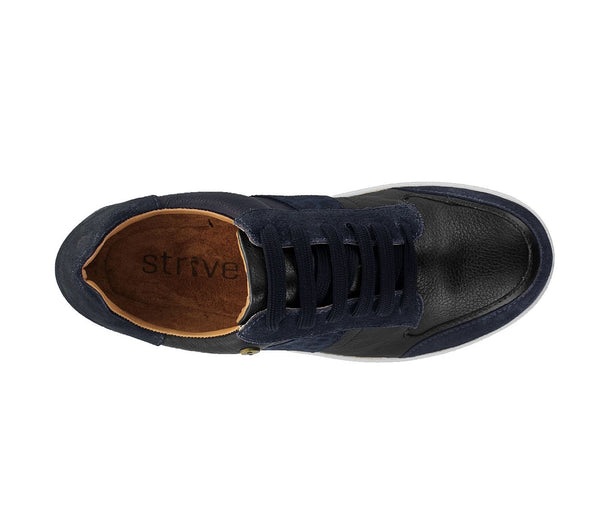Strive Stellar Ladies Navy Leopard Leather Arch Support Lace Up Trainers