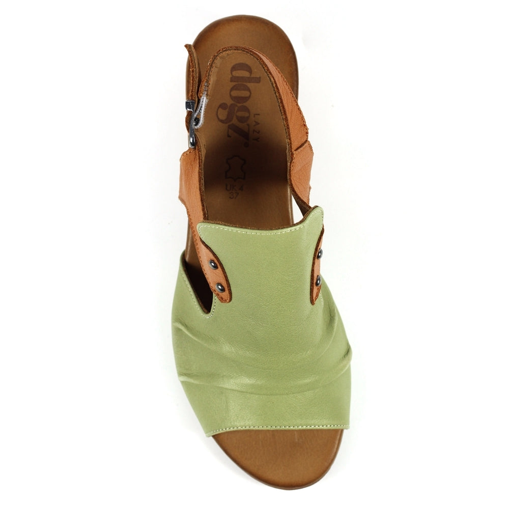 Lunar JLD102 Jaden Ladies Khaki Leather Buckle Sandals