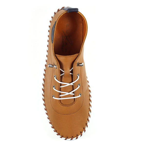 Lunar FLE030 St Ives Ladies Tan Leather Elasticated Shoes