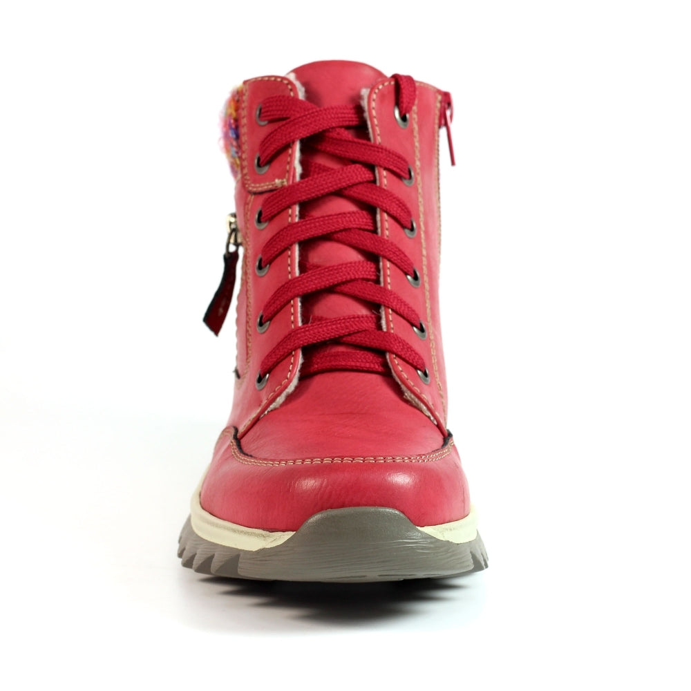 Lunar GLB115 Buttermere Ladies Red Waterproof Zip & Lace Ankle Boots