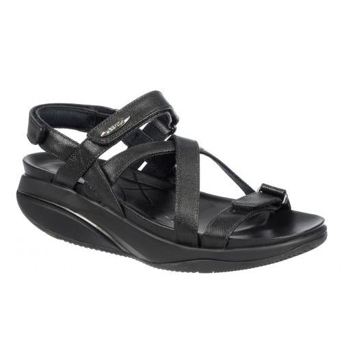 MBT Kiburi Classic Ladies Black Leather Arch Support Touch Fastening Sandals