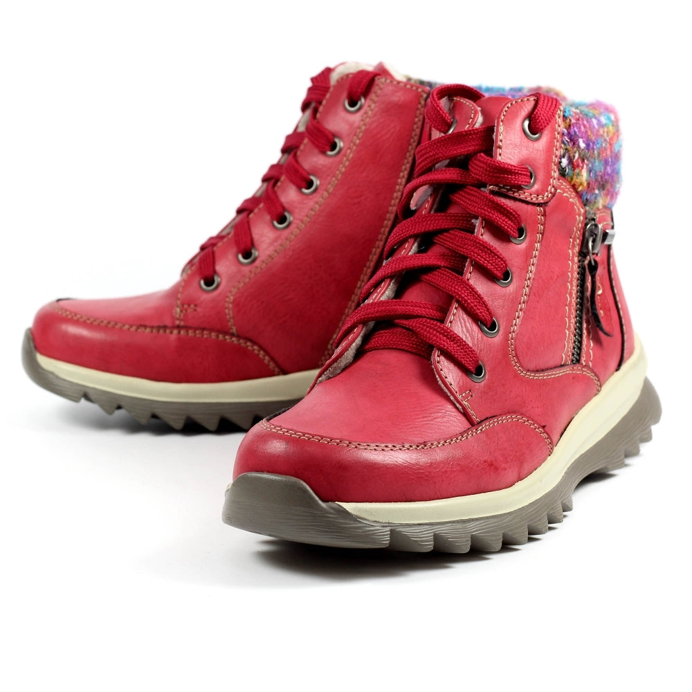 Lunar GLB115 Buttermere Ladies Red Waterproof Zip & Lace Ankle Boots