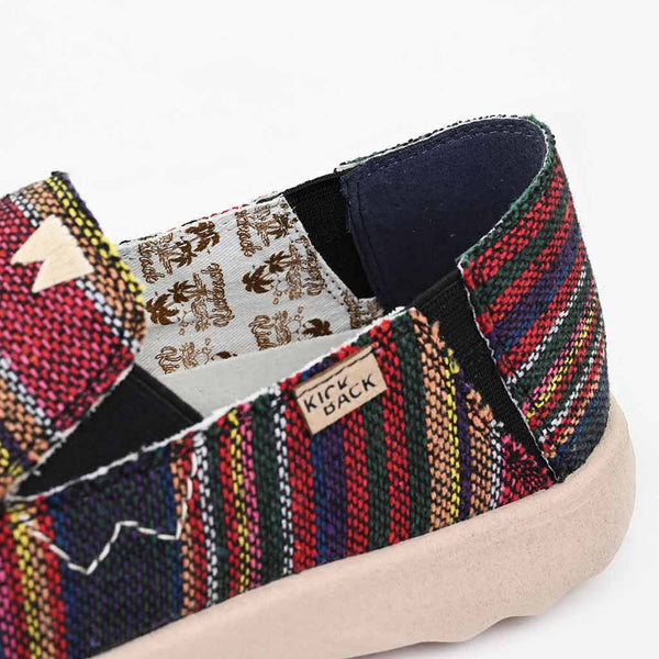 Kickback Couch 2.0 Mens Wide Hacky Sack Black Ethnic Weave Textile Arch Support Slip On Loafers