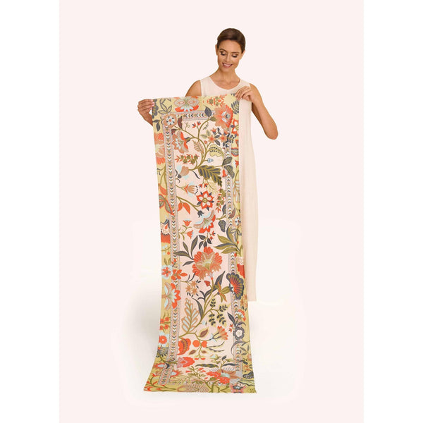 Powder Folky Floral Cotton Scarf - Coconut