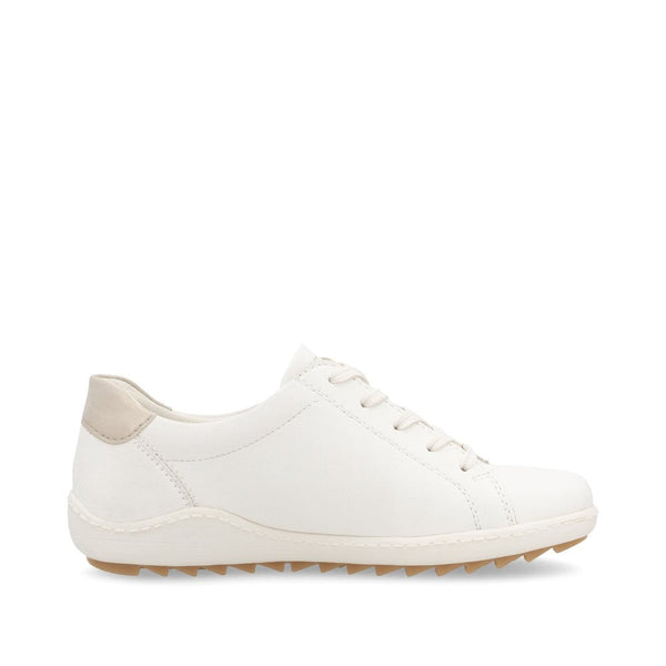 Remonte R1432-80 Ladies Wide White Leather Side Zip Trainers