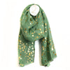 POM 100% Recycled Green and Metallic Gold Large Speckled Print Scarf