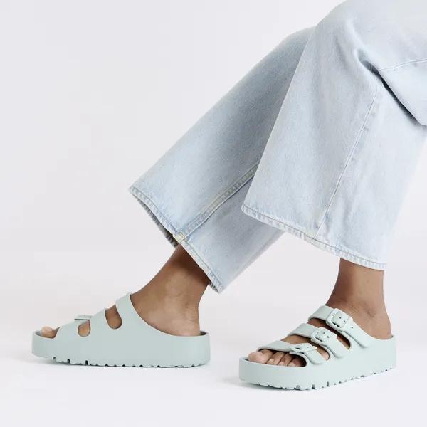 Birkenstock Papillio Florida EVA III Flex Platform Ladies Narrow Surf Green Arch Support Buckle Sandals