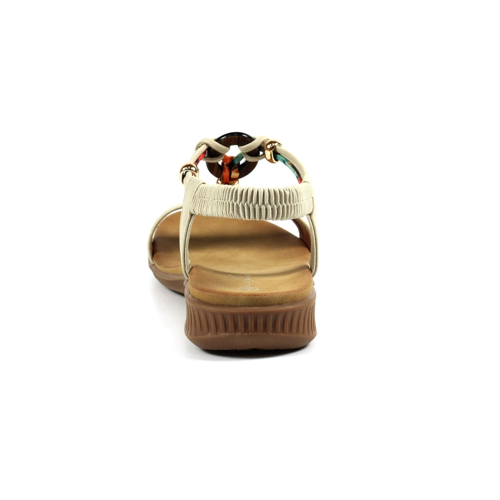 Lunar JLH475 Brava Ladies Beige Other Elasticated Sandals