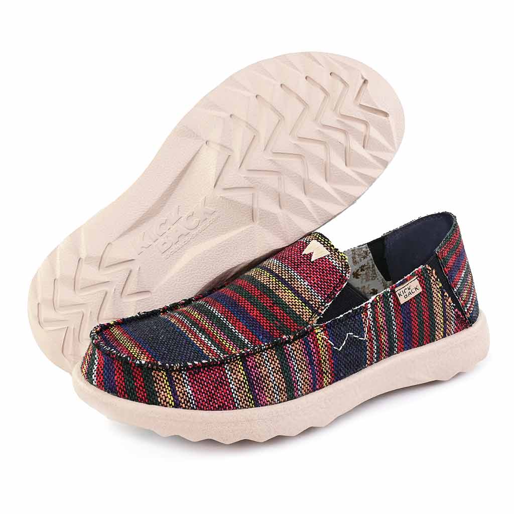Kickback Couch 2.0 Mens Wide Hacky Sack Black Ethnic Weave Textile Arch Support Slip On Loafers