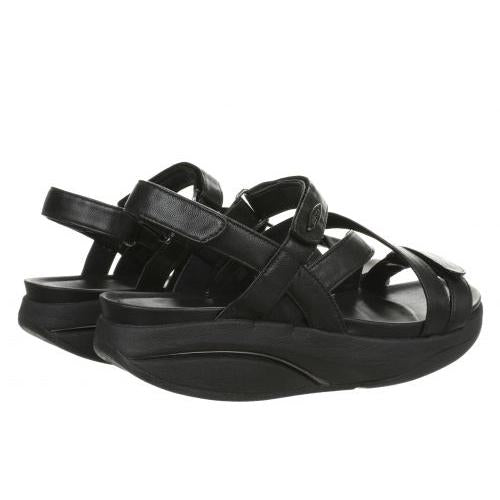 MBT Kiburi Classic Ladies Black Leather Arch Support Touch Fastening Sandals