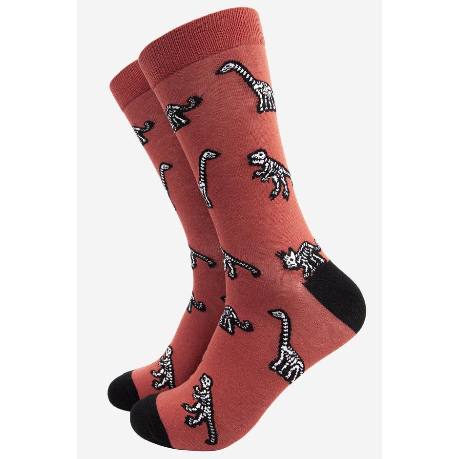 Sock Talk Mens Dinosaur Bones Skeleton Print Bamboo Socks