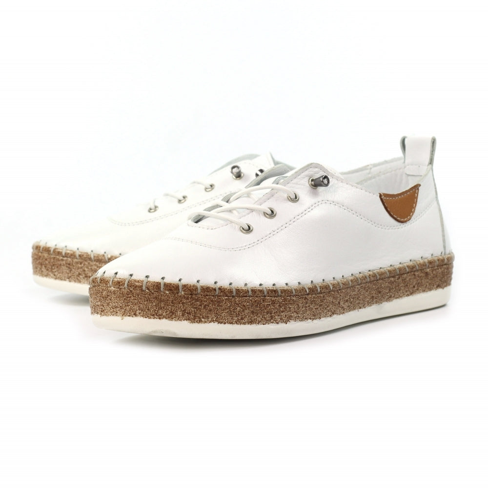 Lunar FLE050 Evie Ladies White Leather Elasticated Shoes