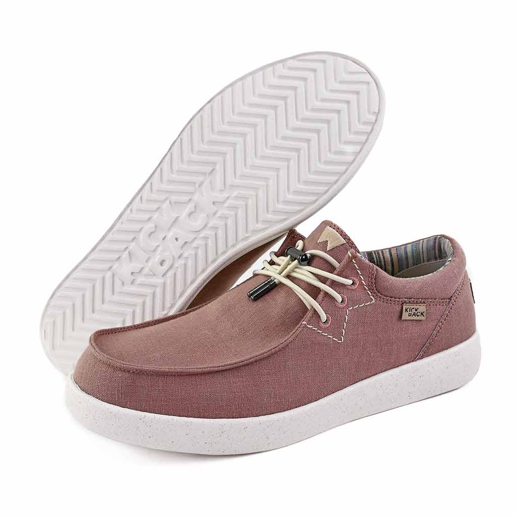 Kickback Haven Mens Dusky Pink Textile Arch Support Lace Up Loafers