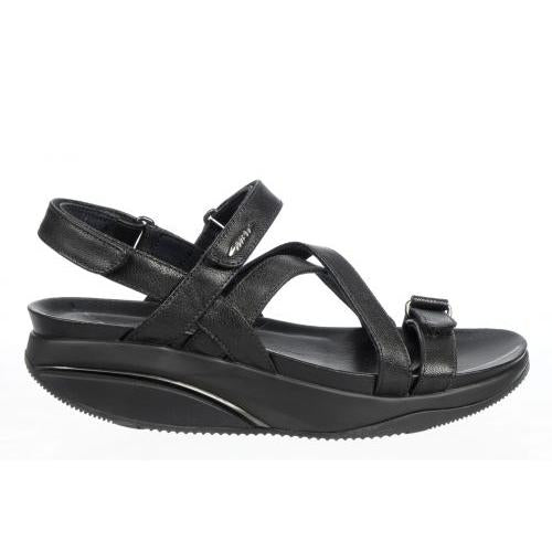 MBT Kiburi Classic Ladies Black Leather Arch Support Touch Fastening Sandals