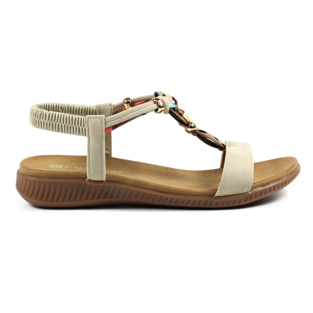 Lunar JLH475 Brava Ladies Beige Other Elasticated Sandals