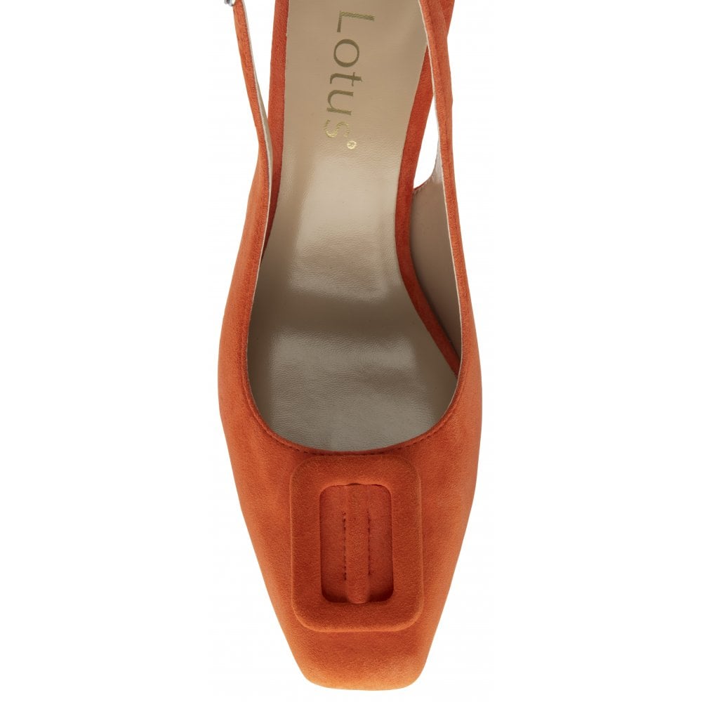 Lotus Luciana Ladies Orange Suede Buckle Shoes