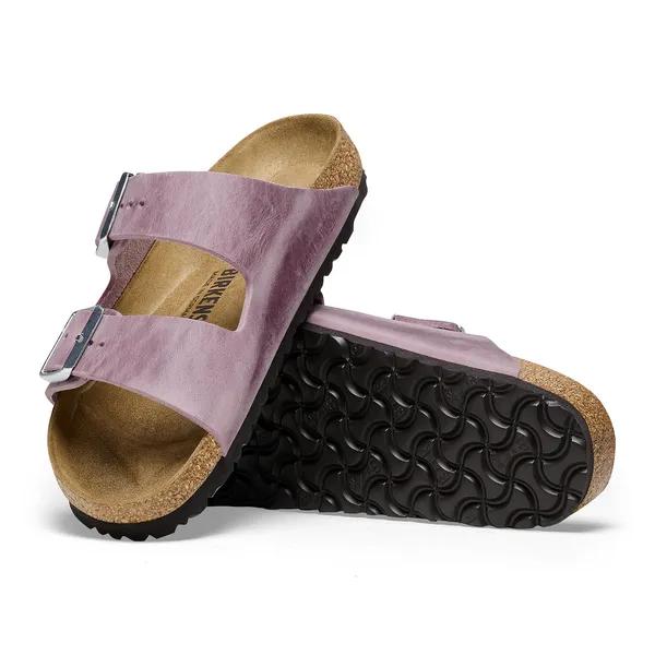 Birkenstock Arizona Waxy Ladies Narrow Lavender Leather Arch Support Buckle Sandals