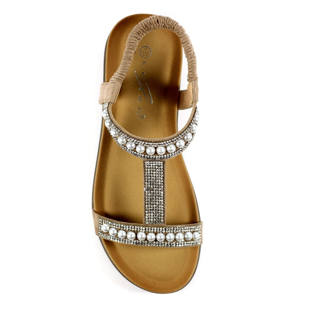 Lunar JLH078 Tancy Ladies Beige Other T-bar Sandals