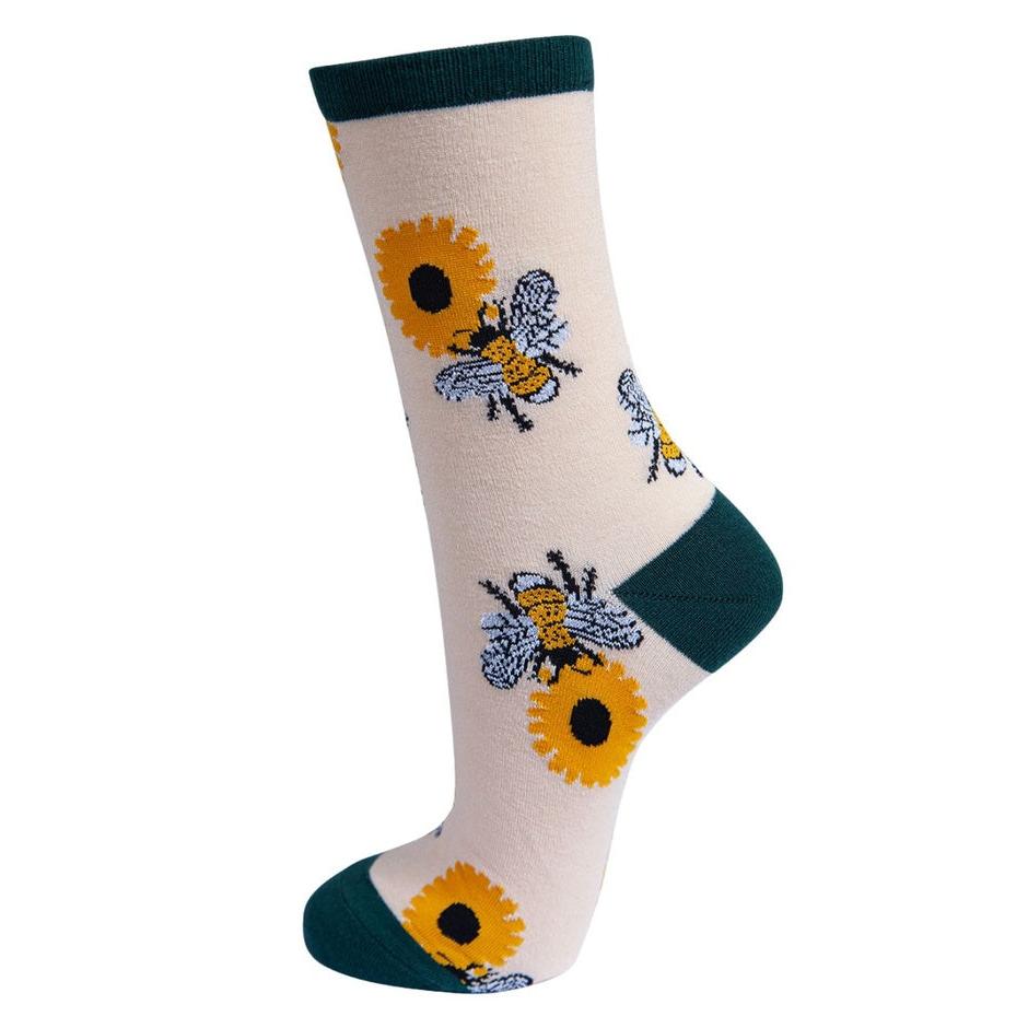 Sock Talk Ladies Bumblebees Sunflowers Floral Ankle Bamboo Socks