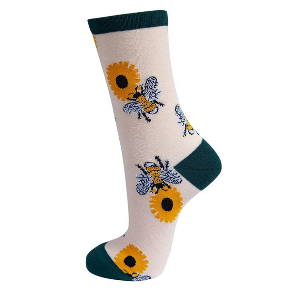 Sock Talk Ladies Bumblebees Sunflowers Floral Ankle Bamboo Socks