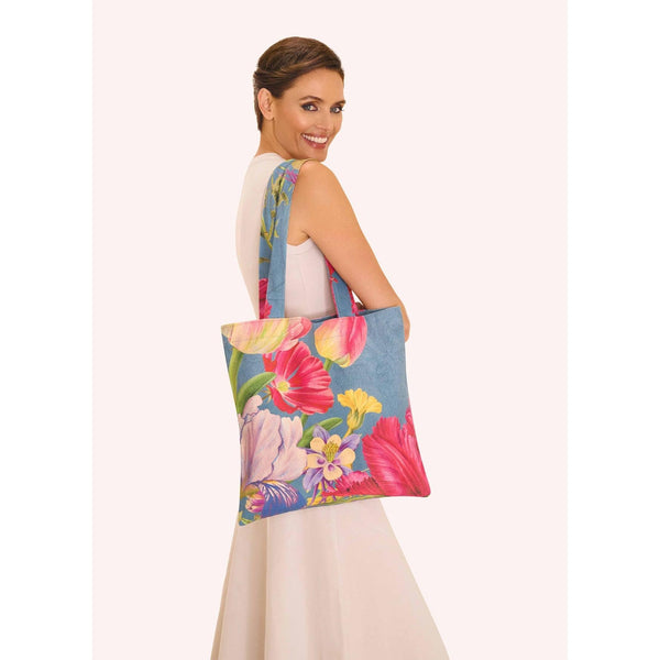 Powder Floral Study Canvas Tote Bag - Denim