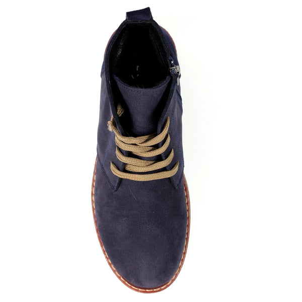 Lunar GLR010 Cheryl Ladies Navy Nubuck Leather Lace Up Ankle Boots