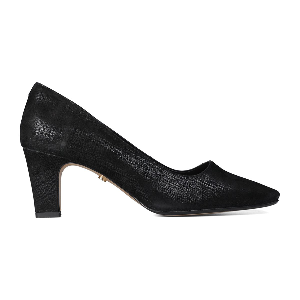 Van Dal Ophelia 3011 1035 Ladies Black Linen Print Leather Slip On Heels