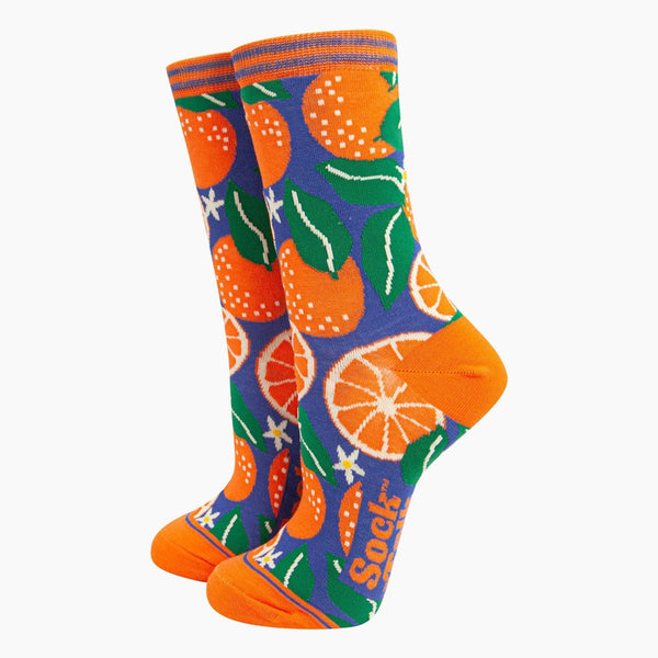 Sock Talk Ladies Blue Orange Tree Bamboo Socks