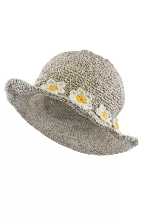 Pachamama Daisy Chain Hemp/Cotton Hat Natural