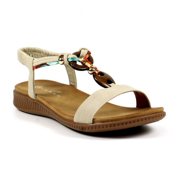Lunar JLH475 Brava Ladies Beige Other Elasticated Sandals