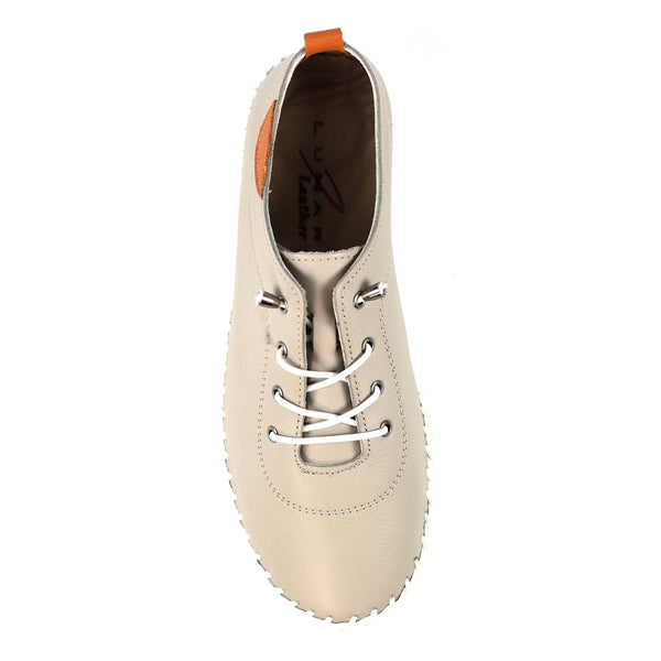 Lunar FLE030 St Ives Ladies Stone Leather Elasticated Shoes